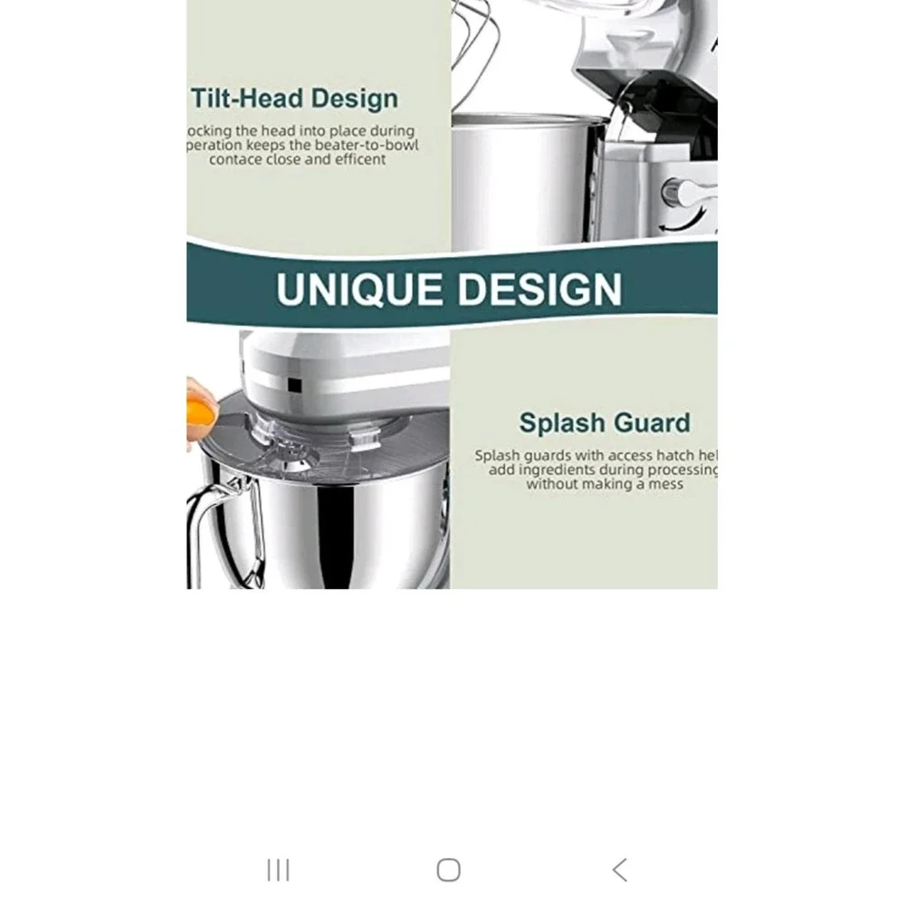 Howork 7Qt Stand Mixer SM-1510 10-Speed Tilt-Head Electric Food Mixer Silver